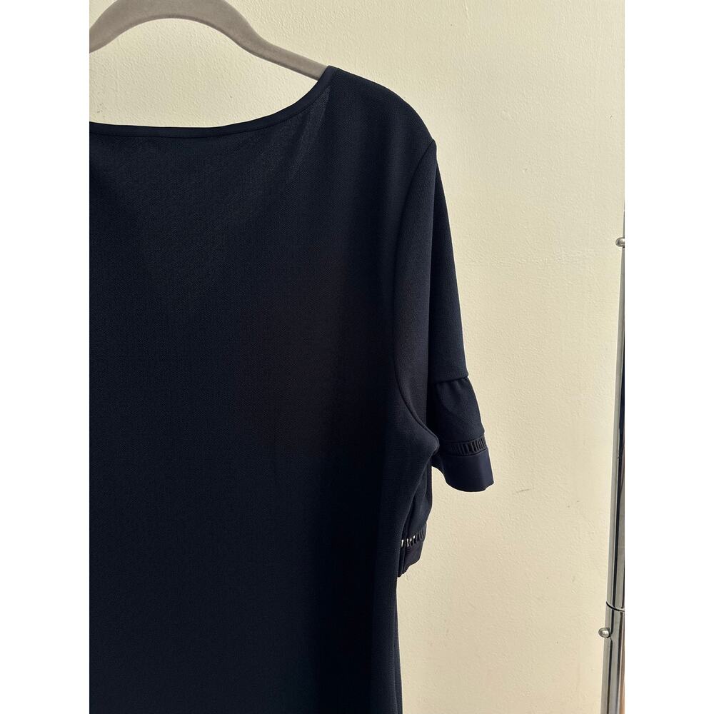 Banana Republic XL Navy Blue Blouse Split Neck Ruffle Sleeve Office Career Top - Picture 11 of 12
